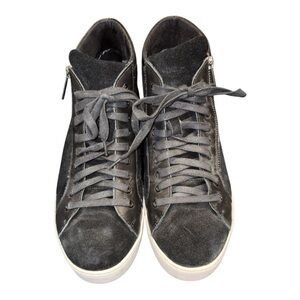 Vionic Rosemont Black Suede Leather High Top Sneakers Zip Detail Women’s 11 SAR